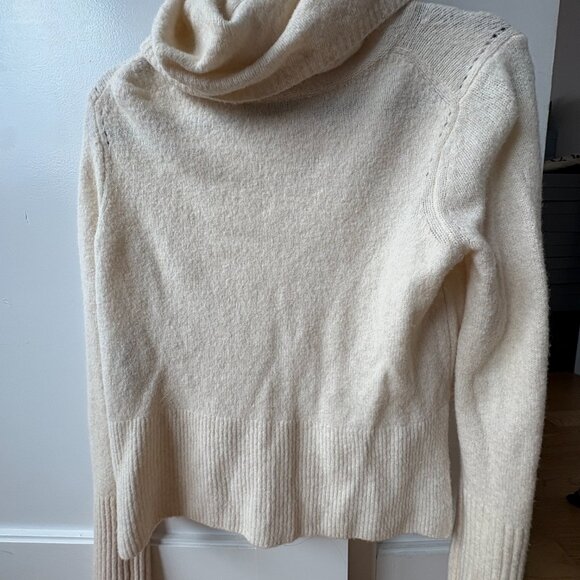 All Saints Pullover Cropped Sweater Sz Small Cream Wool Knit Turtle Neck - Picture 7 of 7